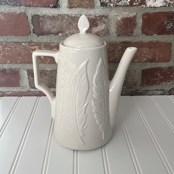 Coffee Pot by Patch NYC @ Target. Cream color with fern design ceramic - Picture 3 of 11